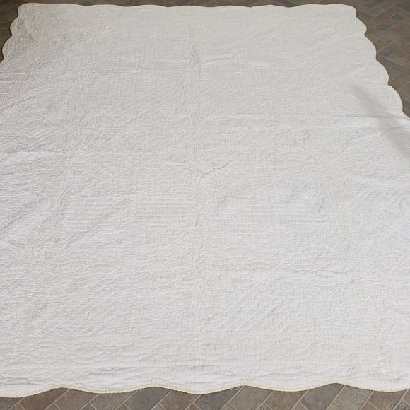 SOLD Vtg Hand Stitched Quilt Drunkard's Path 89 x 74 - Picture 10 of 14